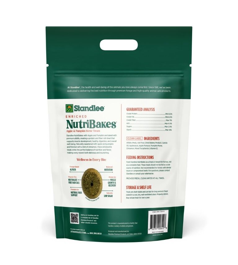 Standlee NutriBakes Alfalfa/Apple/Pumpkin Premium Forage Treats, 5-Lb