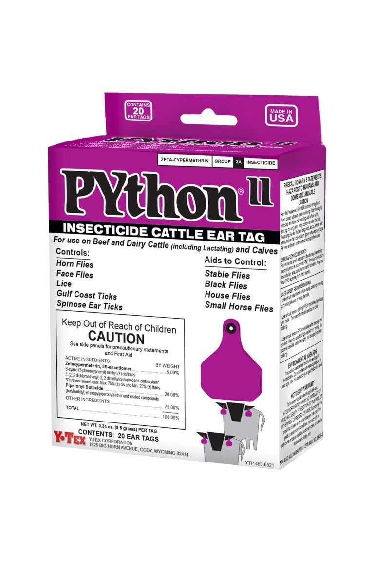 Y-Tex Corporation Python II Insecticide Cattle Ear Tag, 20-Ct