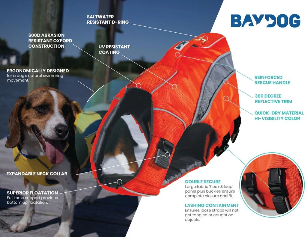 BAYDOG Monterey Bay Dog Lifejacket Small Orange