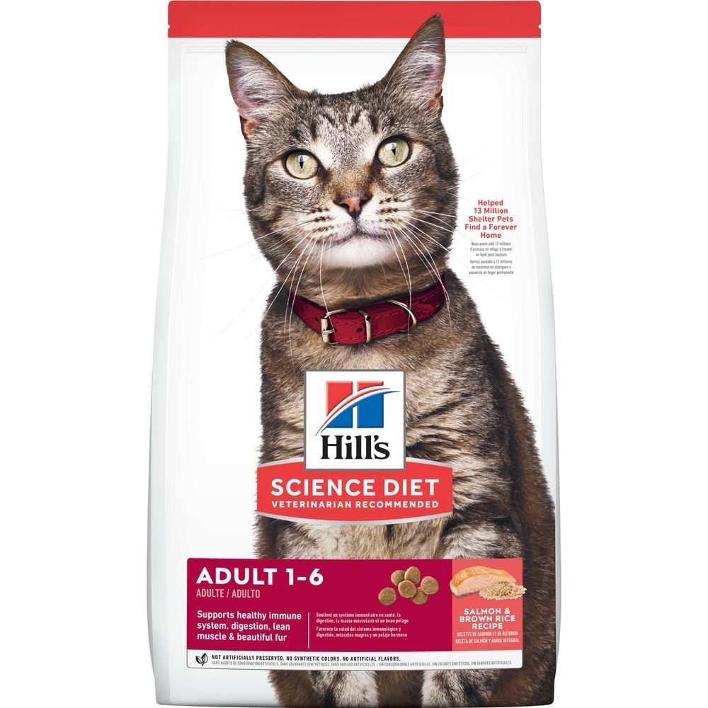 Hill's Science Diet Salmon & Brown Rice Recipe Adult Cat Food, 6.5-Lb