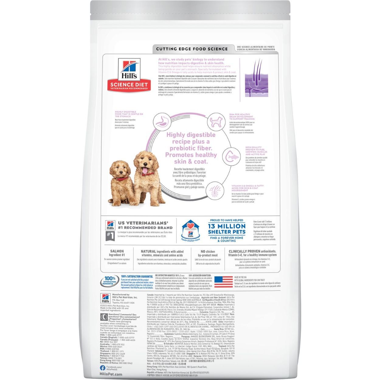 Hill's Science Diet Puppy Sensitive Stomach & Skin Salmon & Brown Rice Recipe Dog Food, 4-Lb