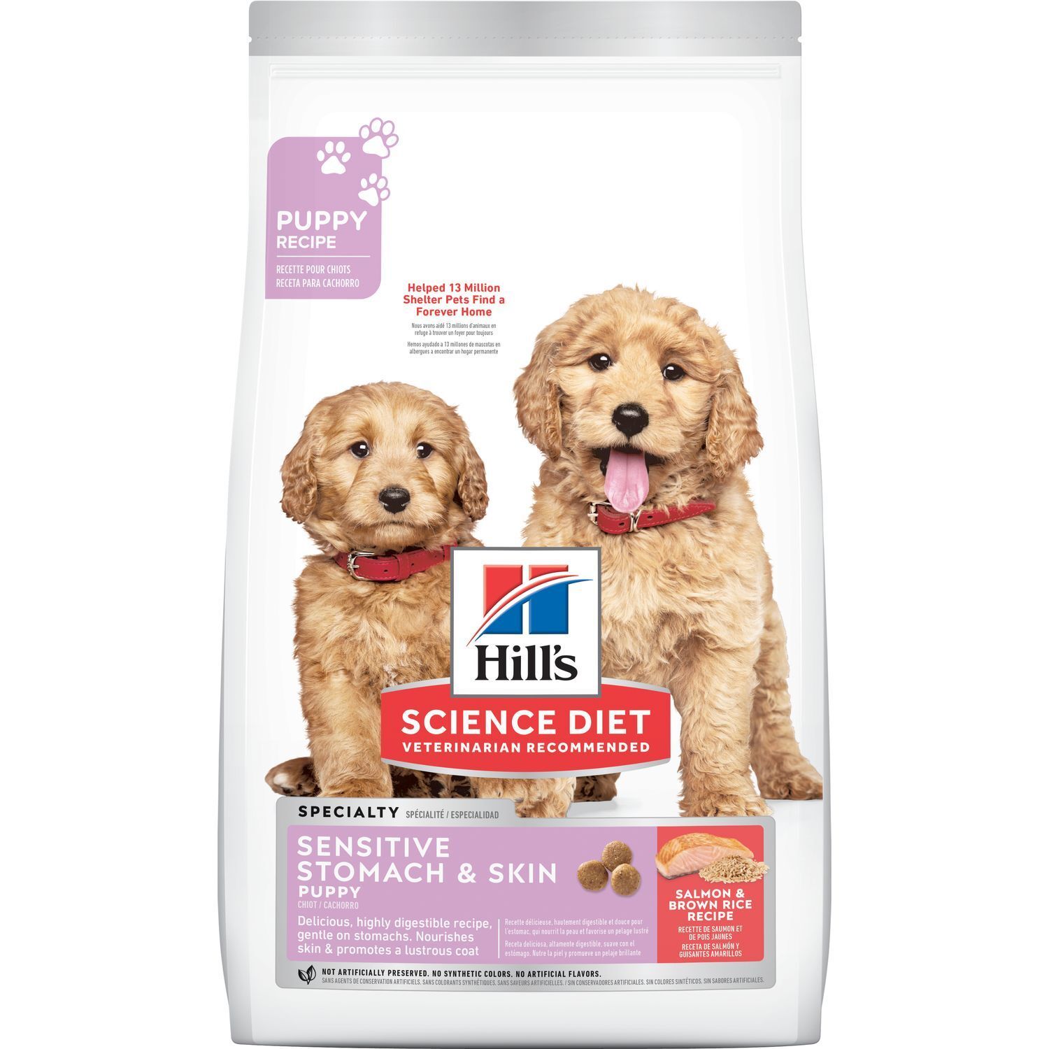 Hill's Science Diet Puppy Sensitive Stomach & Skin Salmon & Brown Rice Recipe Dog Food, 13-Lb