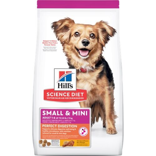 Hill's Science Diet Adult Perfect Digestion Small & Mini Chicken & Brown Rice Recipe Dog Food, 12-Lb