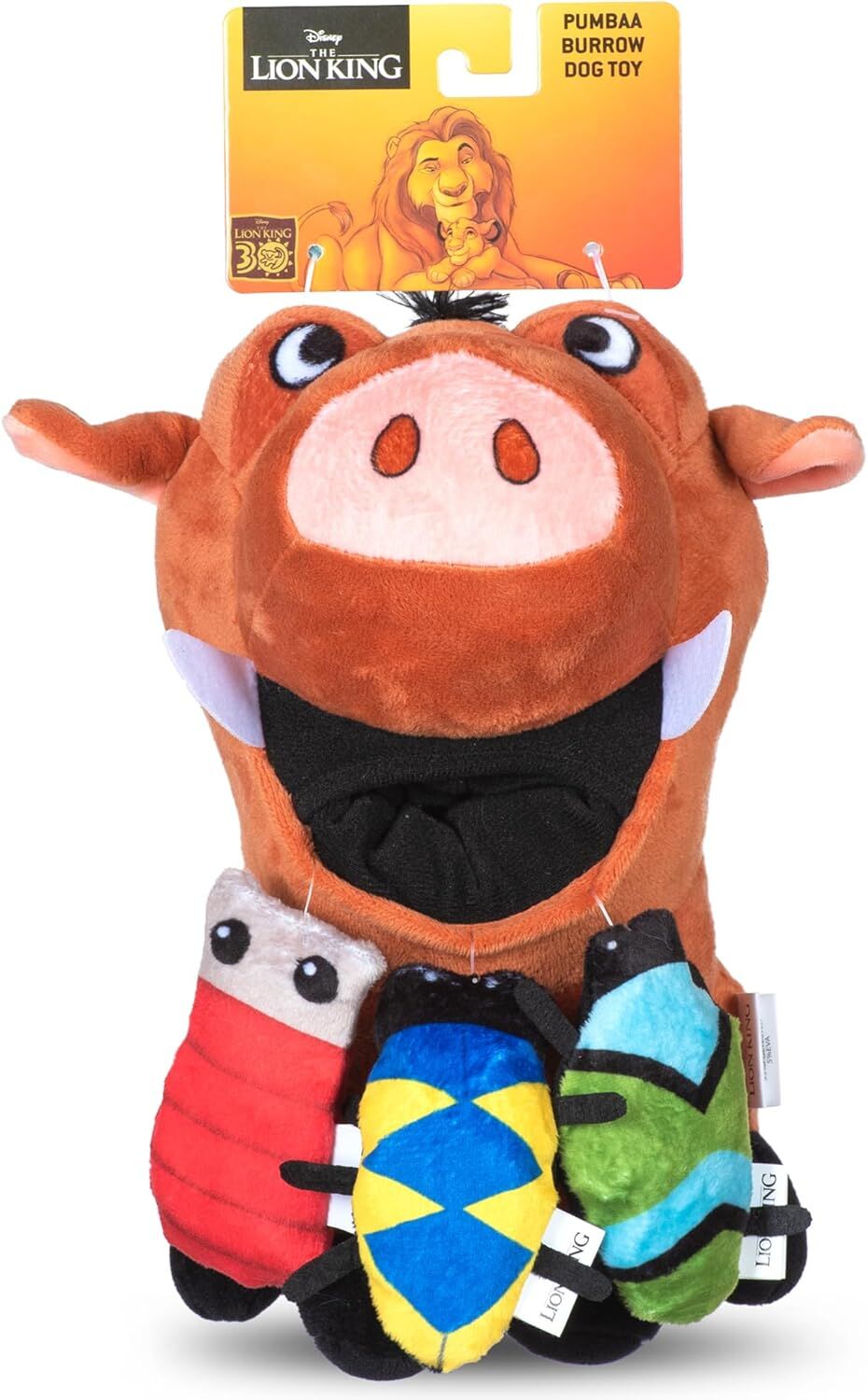 Disney's The Lion King Pumbaa Burrow Squeaker/Crinkle Dog Toy, 9-In