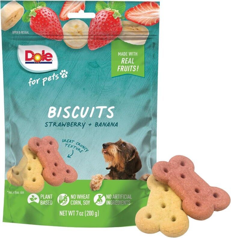 Dole For Pets Freshly Fetched Banana & Strawberry Dog Biscuits, 7-Oz
