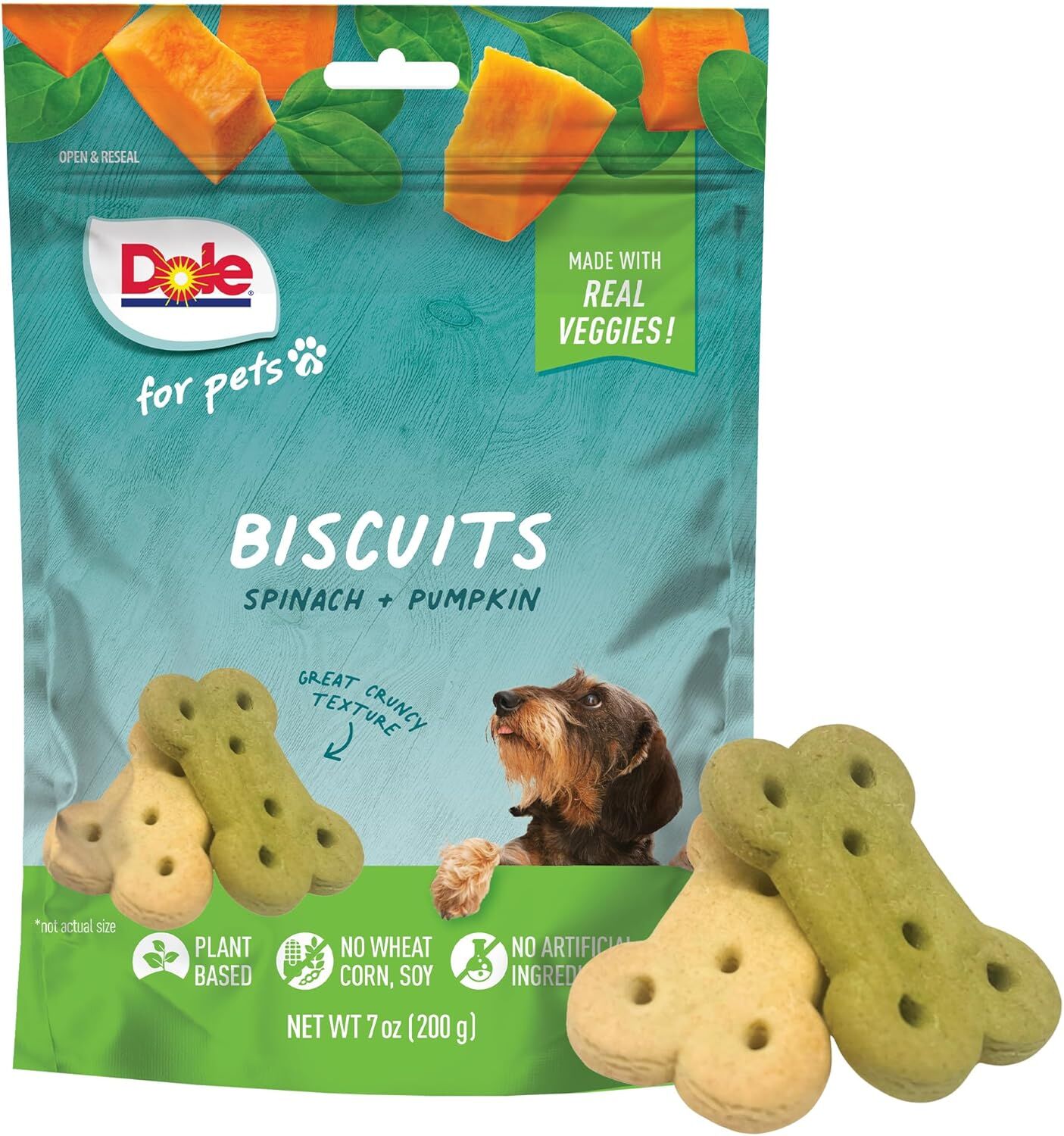 Dole For Pets Freshly Fetched Spinach & Pumpkin Dog Biscuits, 7-Oz