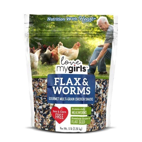 Love My Girls Flax & Worms Gourmet Chicken Snacks, 5-Lb