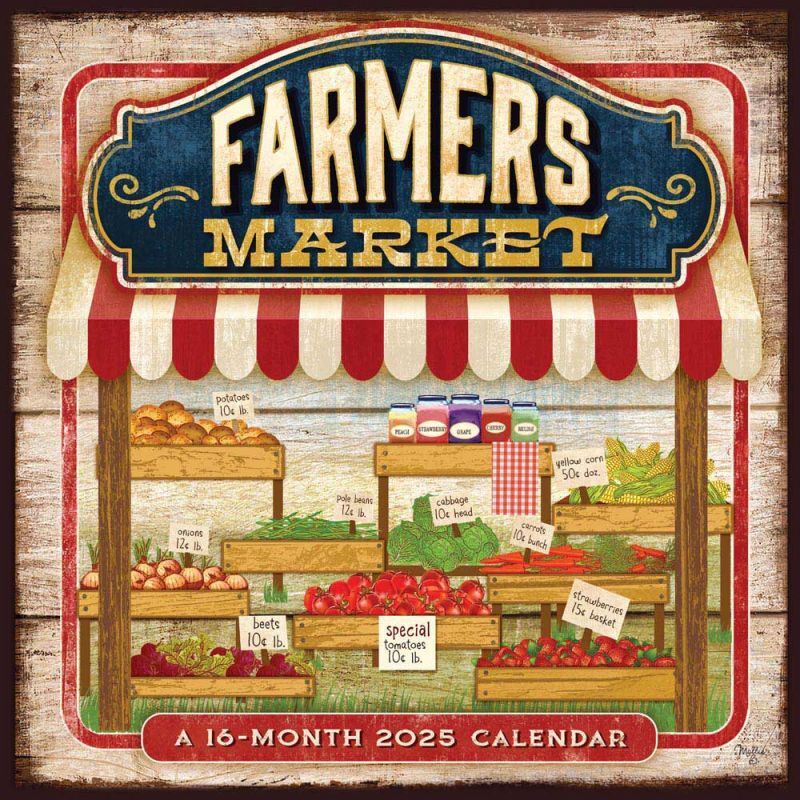 Brown Trout Publisher 2025 Farmer's Market Monthly Square Wall Calendar, 12-In x 24-In