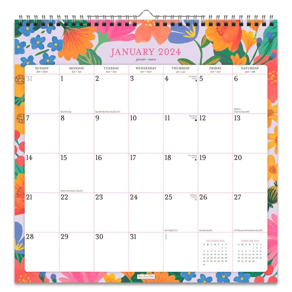Brown Trout Publisher 2024 Bonnie Marcus Monthly Square Wire-O Calendar, 12-In x 12-In