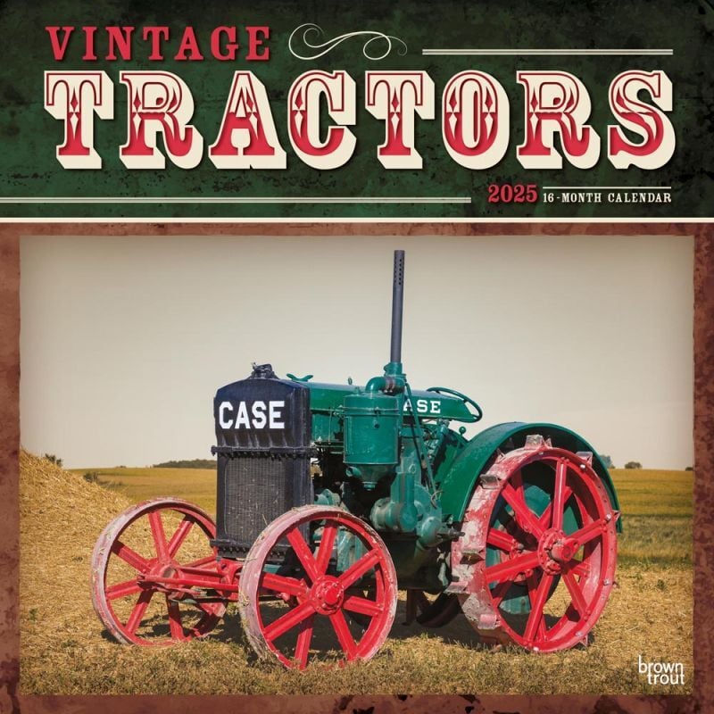 Brown Trout Publisher 2025 Vintage Tractors Monthly Square Wall Calendar, 12-In x 24-In