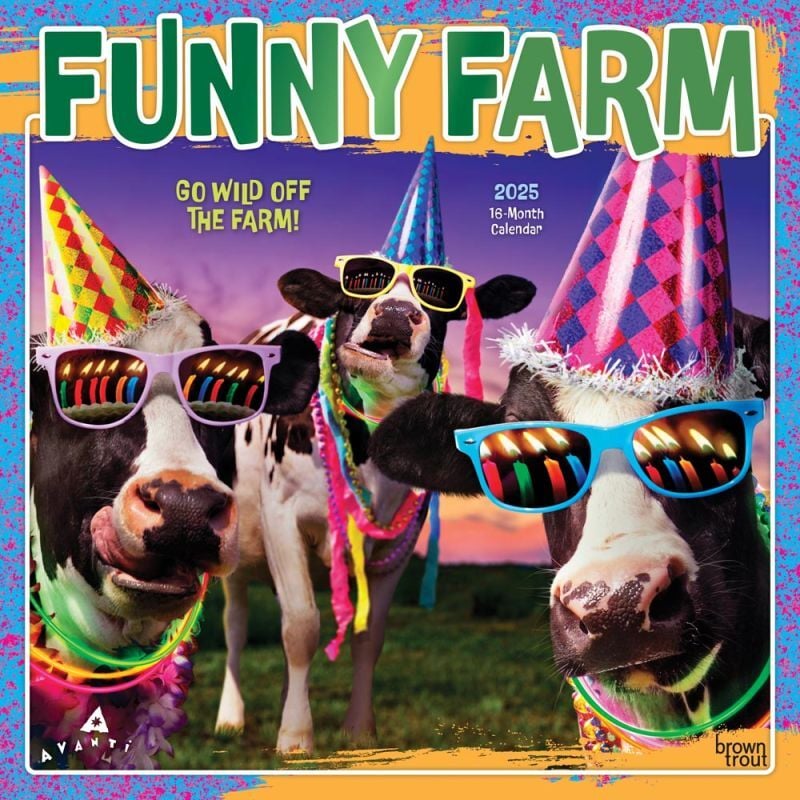 Brown Trout Publisher 2025 Avanti Funny Farm Official Monthly Square Wall Calendar, 12-In x 24-In