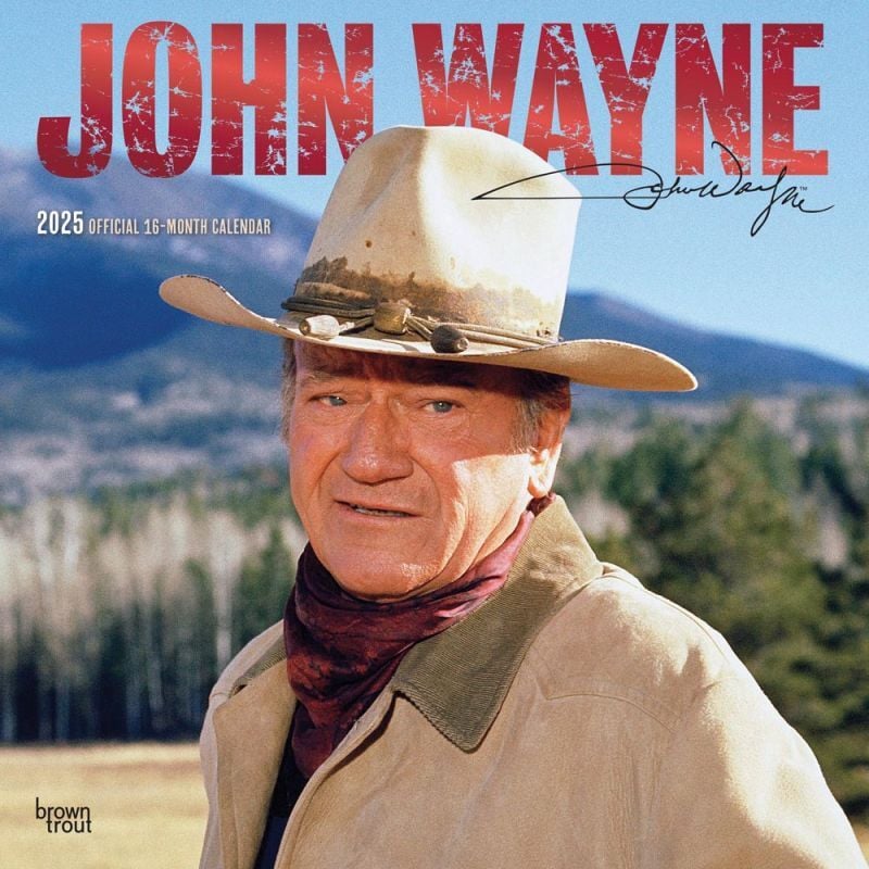 Brown Trout Publisher 2025 John Wayne Official Monthly Square Wall Calendar, 12-In x 24-In