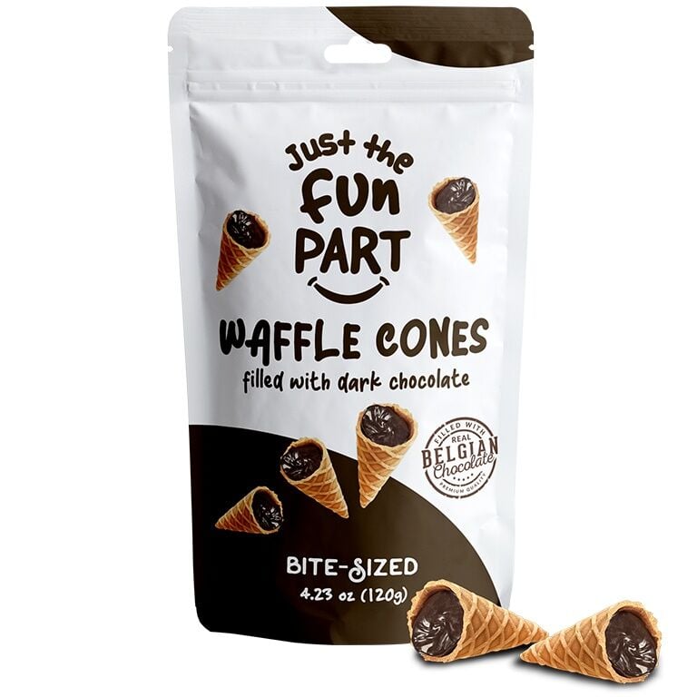 Just The Fun Part Waffle Cones With Dark Chocolate, 4.23-Oz