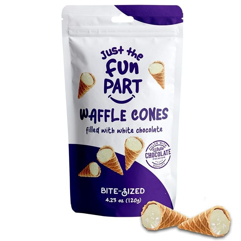 Just The Fun Part Waffle Cones With White Chocolate, 4.23-Oz