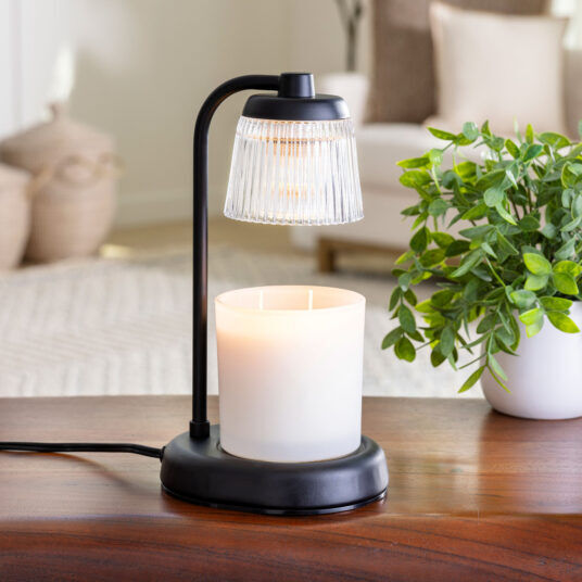 Candle Warmers Fluted Glass Black Candle Warmer Lamp