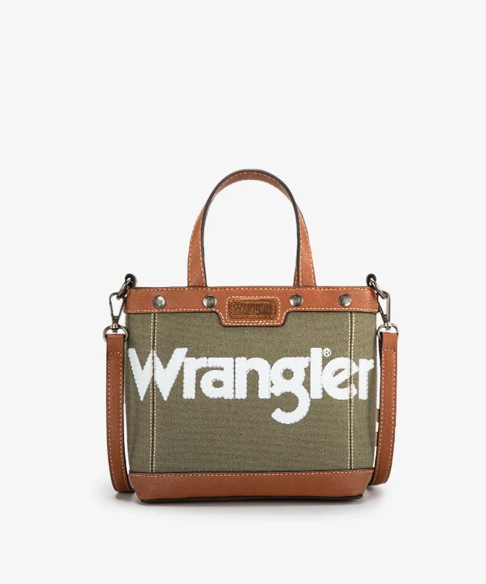 Montana West Wrangler Leather Trim Canvas Crossbody Bag