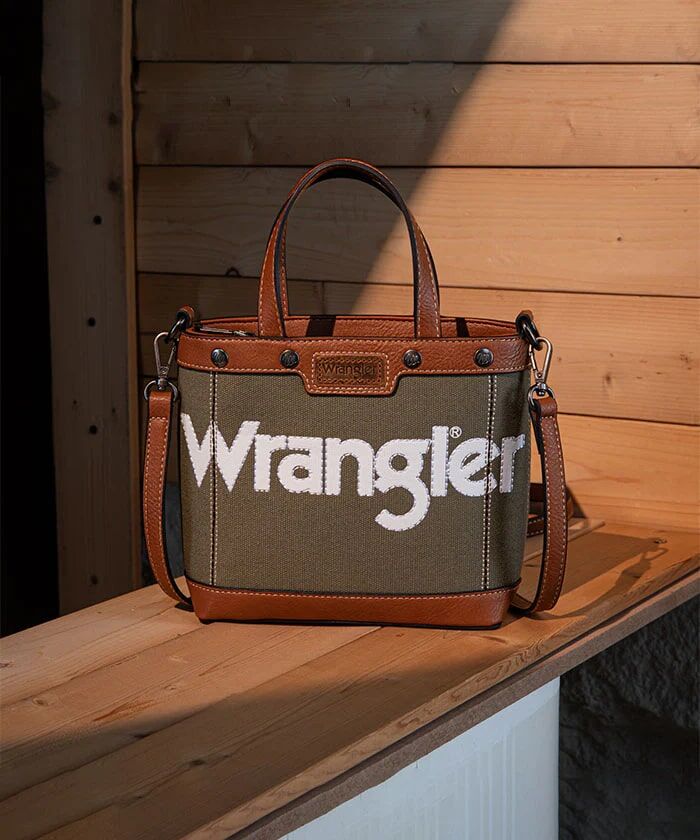 Montana West Wrangler Leather Trim Canvas Crossbody Bag