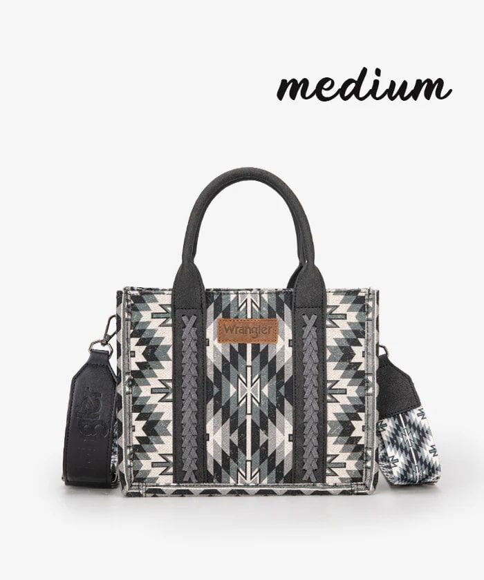 Montana West Wrangler Aztec Print Whipstitch Canvas Tote