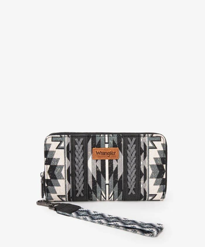 Montana West Wrangler Aztec Print Whipstitch Canvas Wallet
