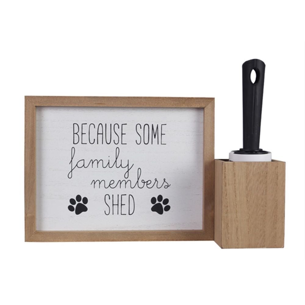 Young's Inc Wood Tabletop Pet Sign with Lint Brush and Holder