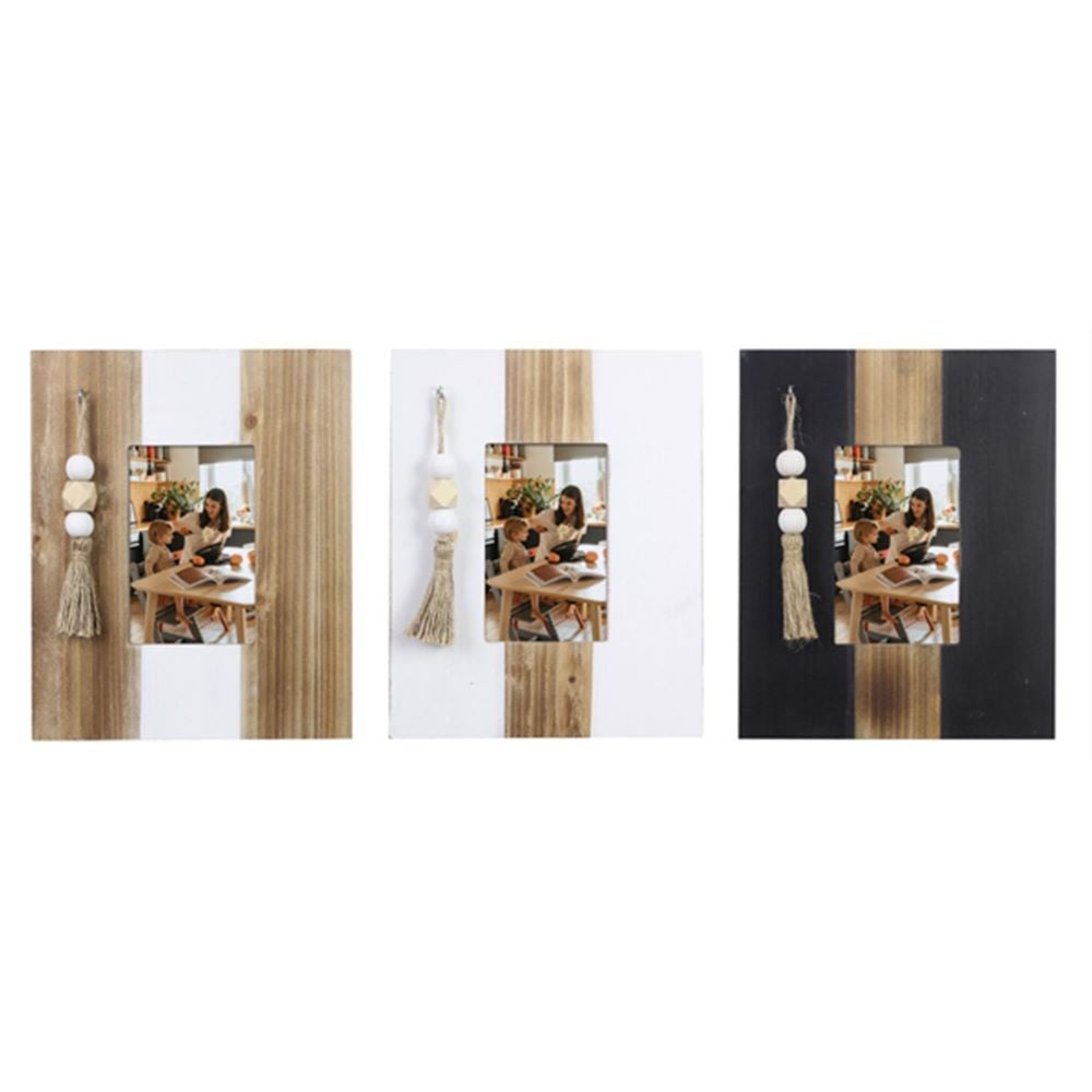 Young's Inc Wood Picture Frame with Blessing Beads and Tassel Assortment, 4-In x 6-In