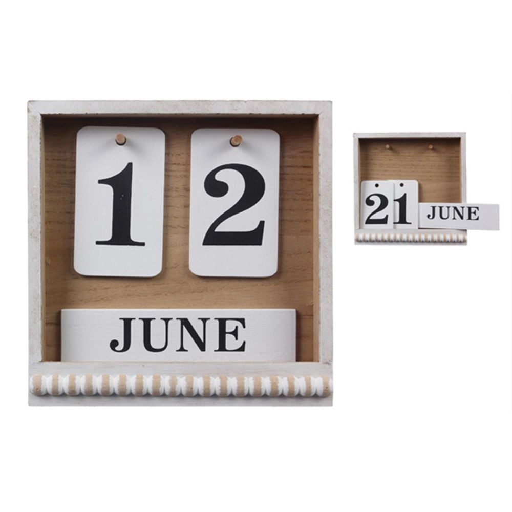 Young's Inc Wood Natural Home Tabletop Calendar