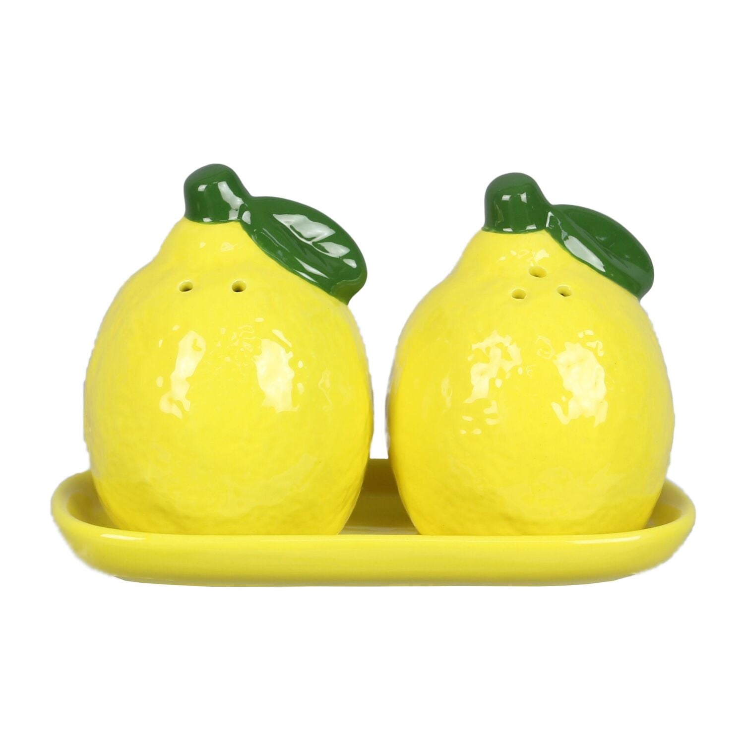 Young's Ceramic Lemon Salt and Pepper on Tray Set
