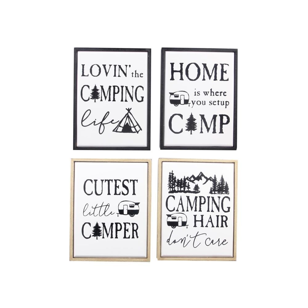 Young's Wood Framed Camping Tabletop/Wall Sign Assortment