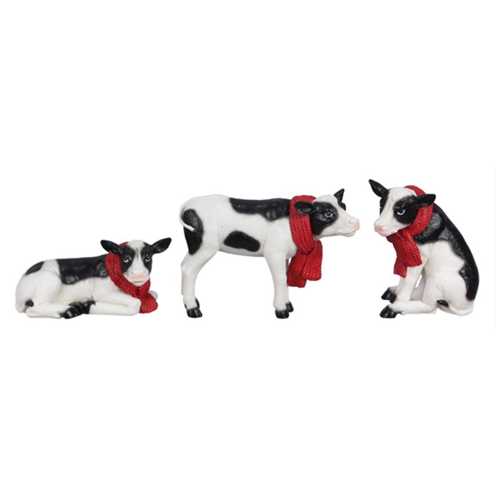 Young's Inc Resin Country Christmas Tabletop Cow Assortment