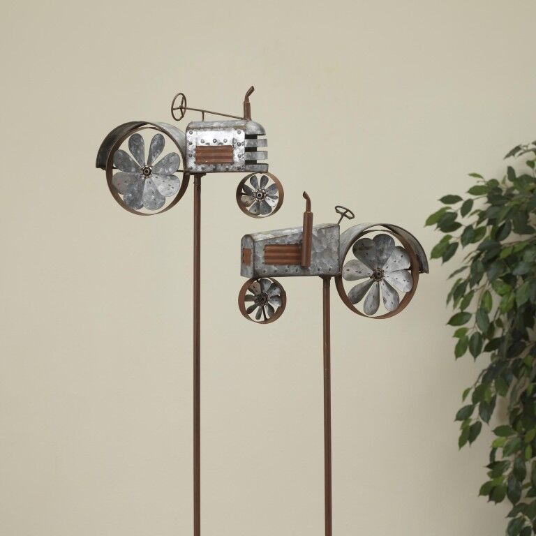 Gerson Metal Antique Tractor Spinner Yard Stake Assortment, 48-In