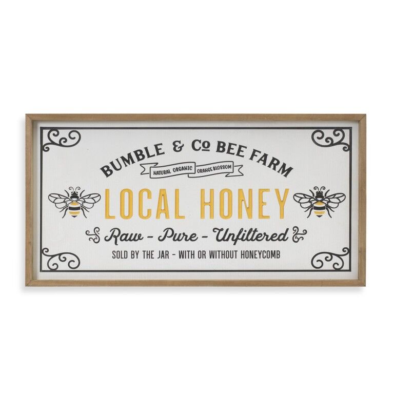 Gerson Wood Engraved "Local Honey" Wall Sign, 31.5-In