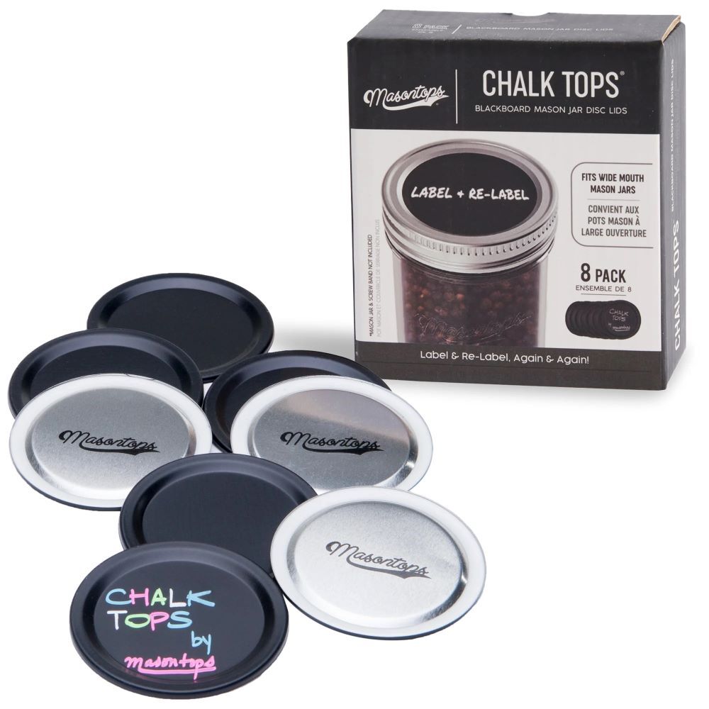 Masontops Chalk Top Blackboard Disc Lids, Wide Mouth, 8-Pk