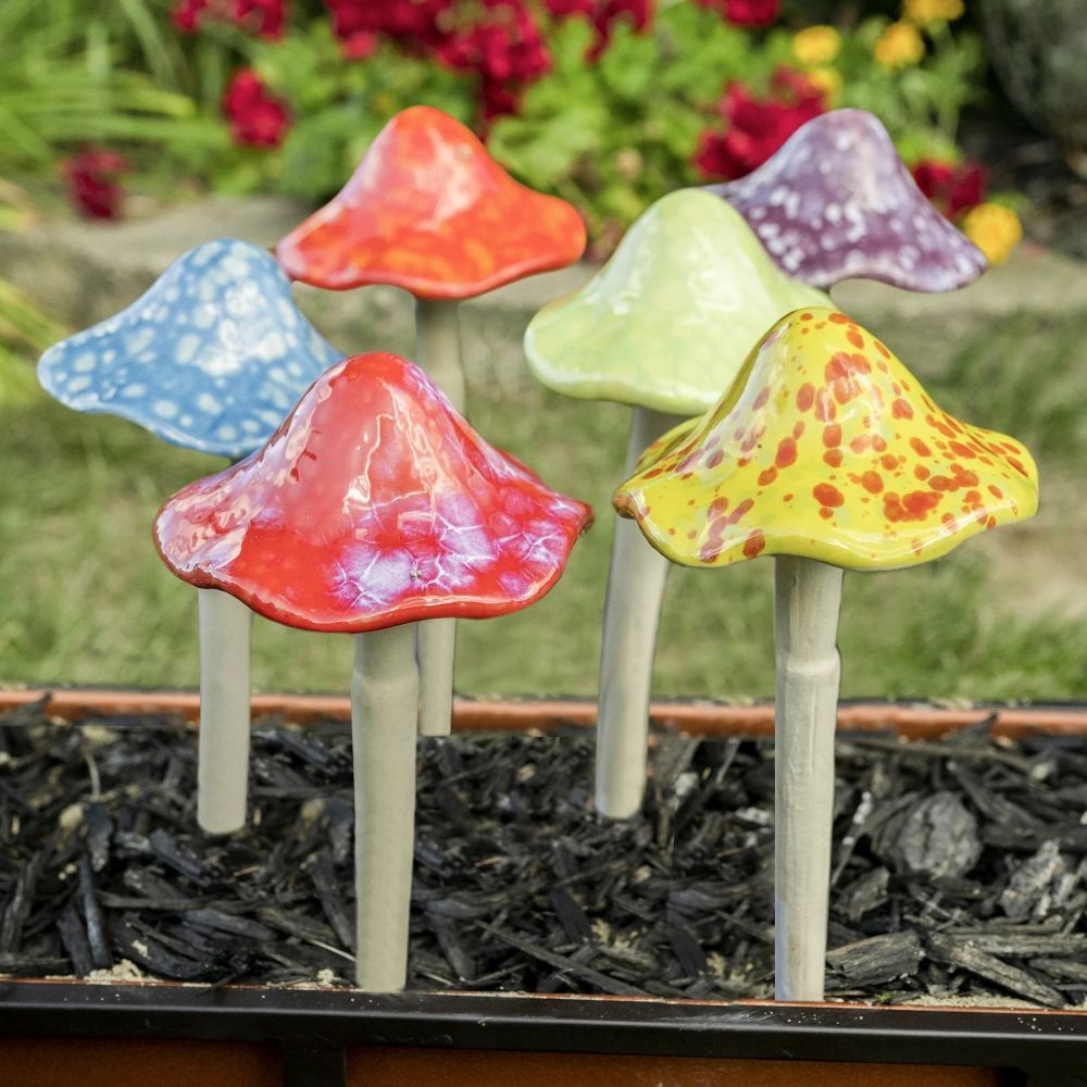 Marshall Home & Garden Bright Mushrooms Assortment, Large, 12-In