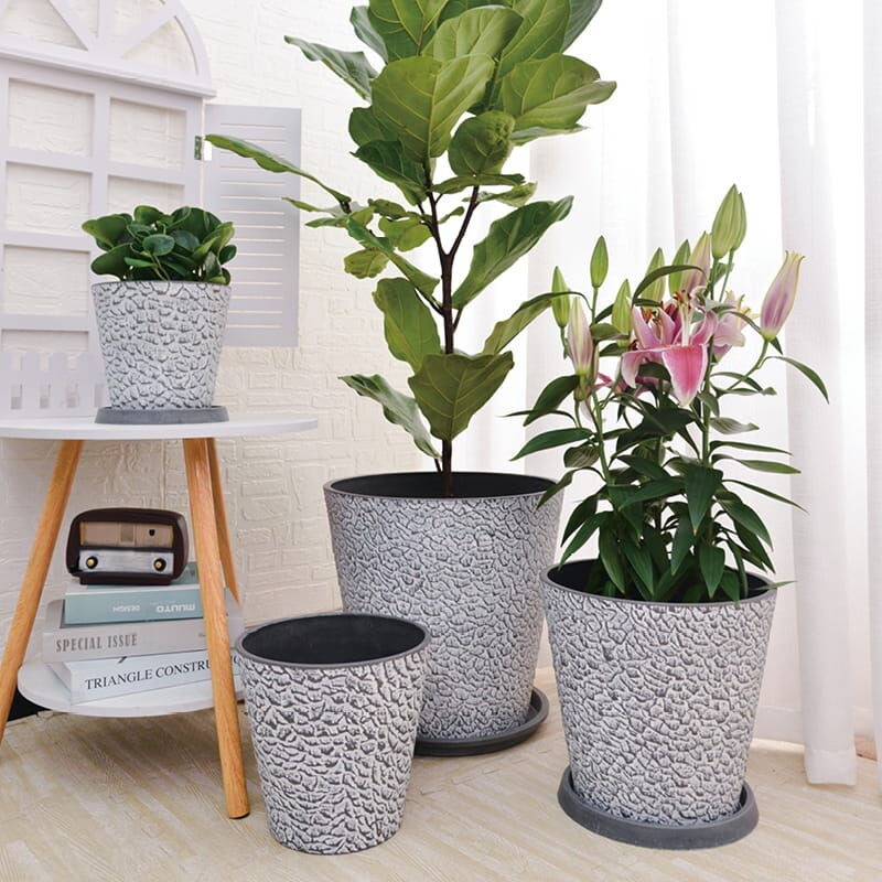 GreenShip Tall Cone Gravel Planter WhiteStone, 16-In