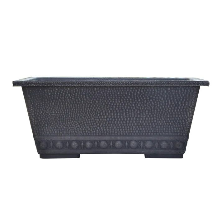 GreenShip Classic Long Large Rectangular Pebble Charcoal Planter, 13.4 x 8.66 x 5.52-In
