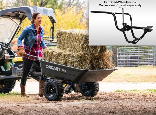 OxCart PRO-Grade Crewman Lift-Assist And Swivel Dump Cart With Run-Flat MAG Tires, 15-17-Cu Ft