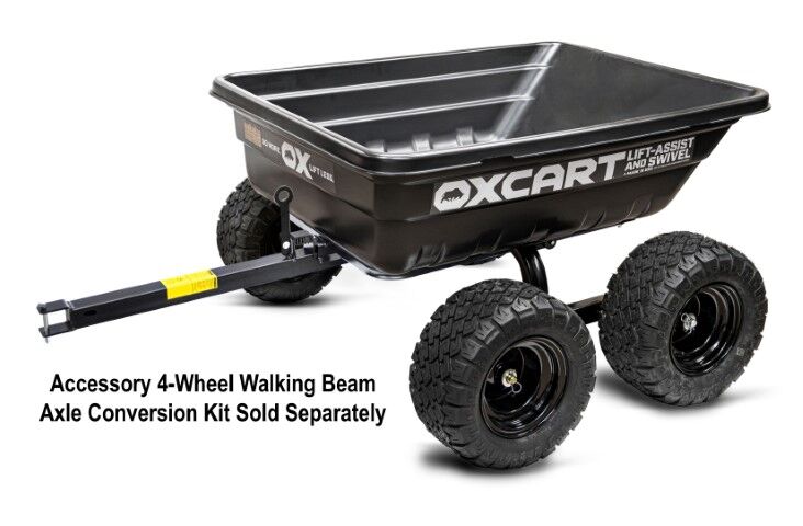OxCart PRO-Grade Crewman Lift-Assist And Swivel Dump Cart With Run-Flat MAG Tires, 15-17-Cu Ft