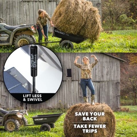 OxCart PRO-Grade Crewman Lift-Assist And Swivel Dump Cart With Run-Flat MAG Tires, 15-17-Cu Ft