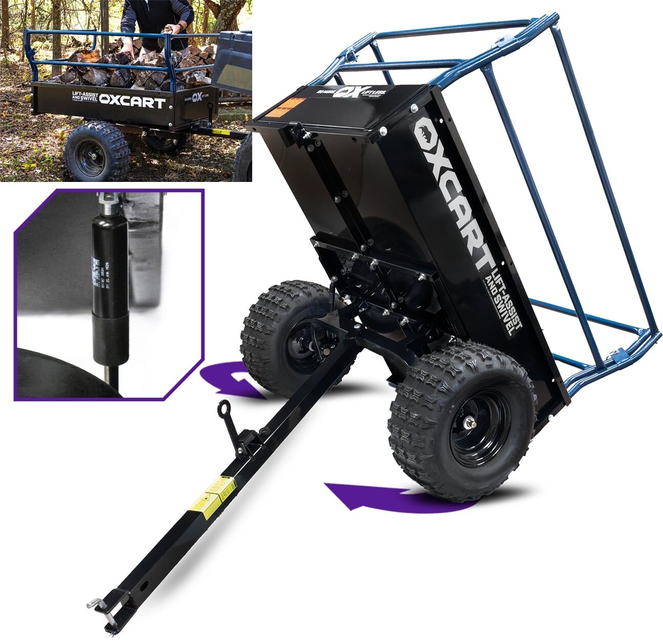 OxCart Territory 1750-Lb Mesh-Free ATV Lift-Assist And Swivel Utility Dump Trailer, 25-Cu Ft