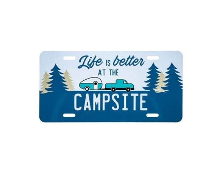 Camco Life is Better at The Campsite Novelty Navy License Plate, 6 X 12-In