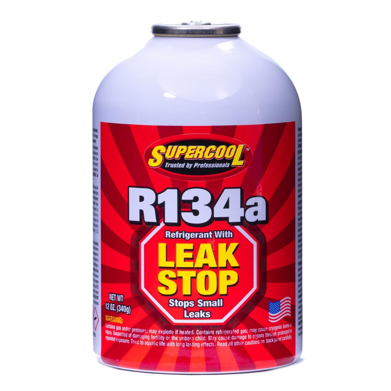 Supercool R134A Refrigerant with Leak Stop, 12-Oz