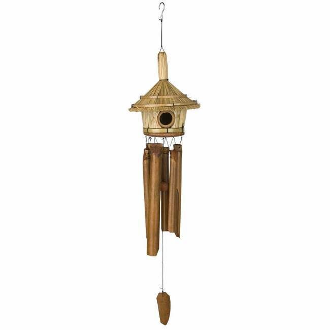 Woodstock Chimes Thatched Roof Birdhouse Chime - Bamboo