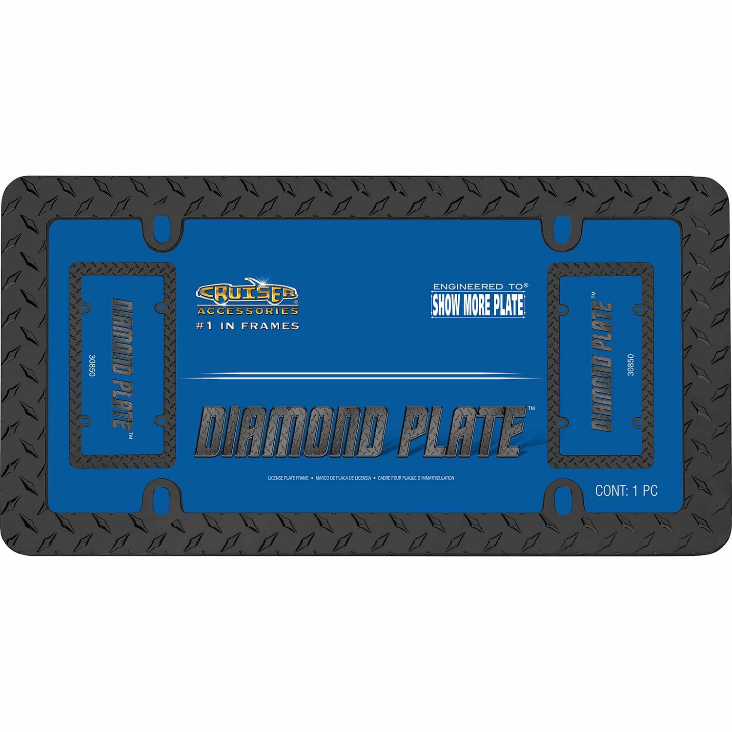 Cruiser Accessories Matte Black Diamond Plate License Plate Frame