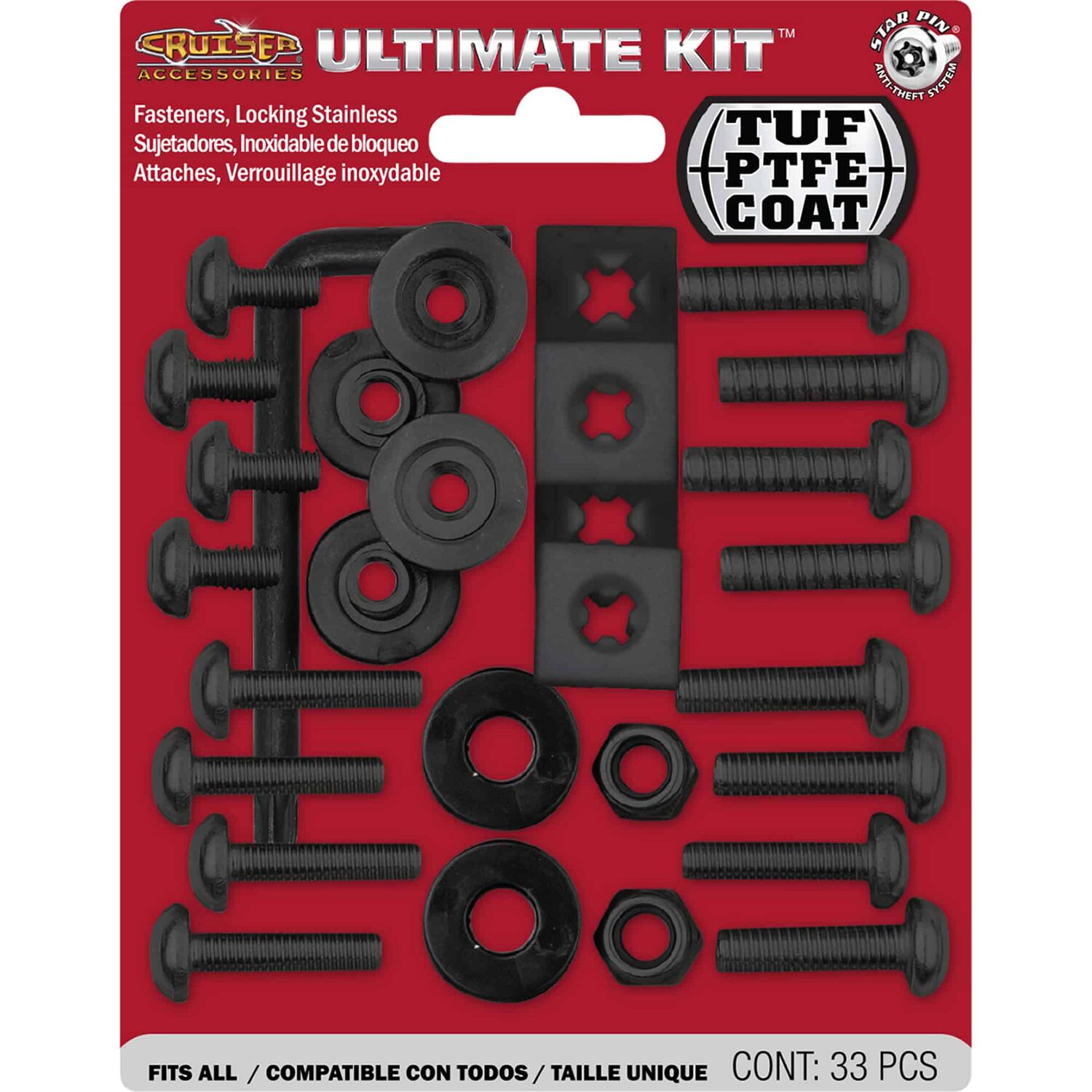 Cruiser Accessories Ultimate Black License Plate Fasteners Kit