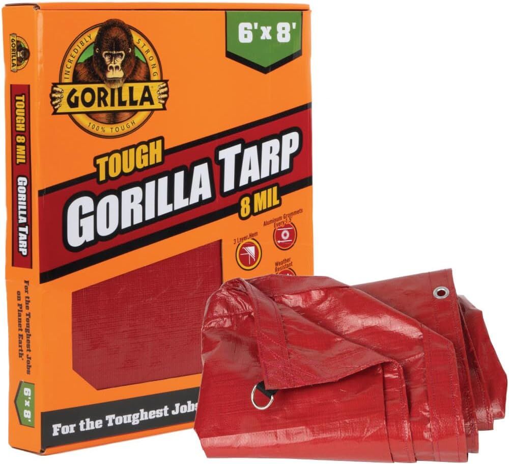 Gorilla Red Tough Tarp 8-Mil, 6-Ft x 8-Ft