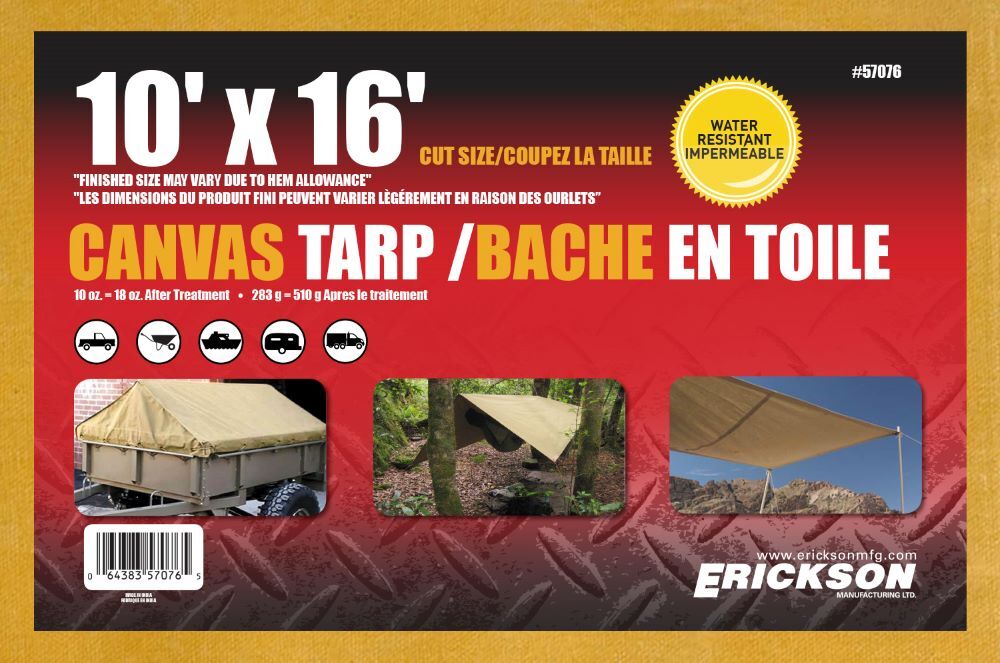Erickson Canvas Tarp, 10-Ft x 16-Ft