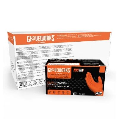 Gloveworks Orange Medium RDT Nitrile 8-Mil PF Ind Gloves, 100-Ct