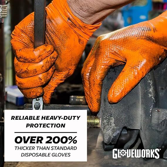 Gloveworks RDT Orange Nitrile  8-Mil Large Gloves