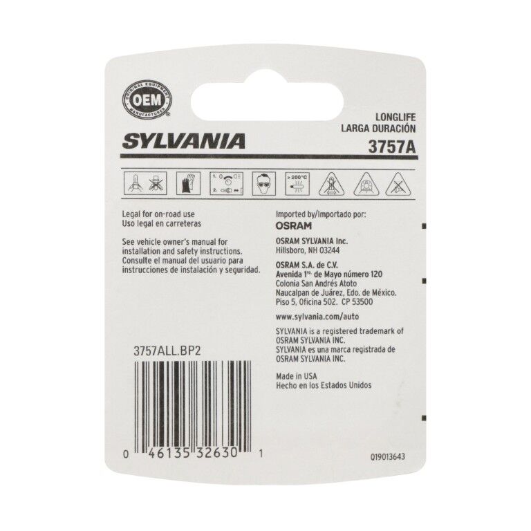 Sylvania Automotive 3757A Amber Long Life Mini Bulb, 2-Pk