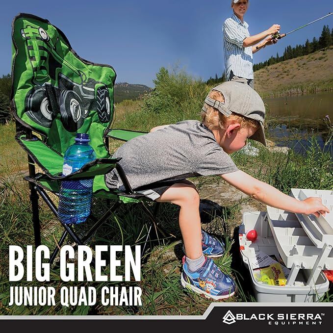 Black Sierra Kids' Green Tractor Camp Chair 